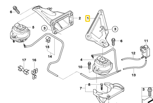 Oryginalny lewy wspornik łapa silnika BMW E65 E66.png