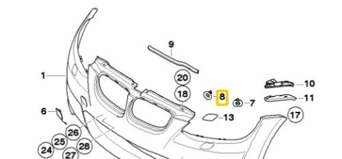 Oryginalny przedni uchwyt mocowanie PDC BMW E92.png